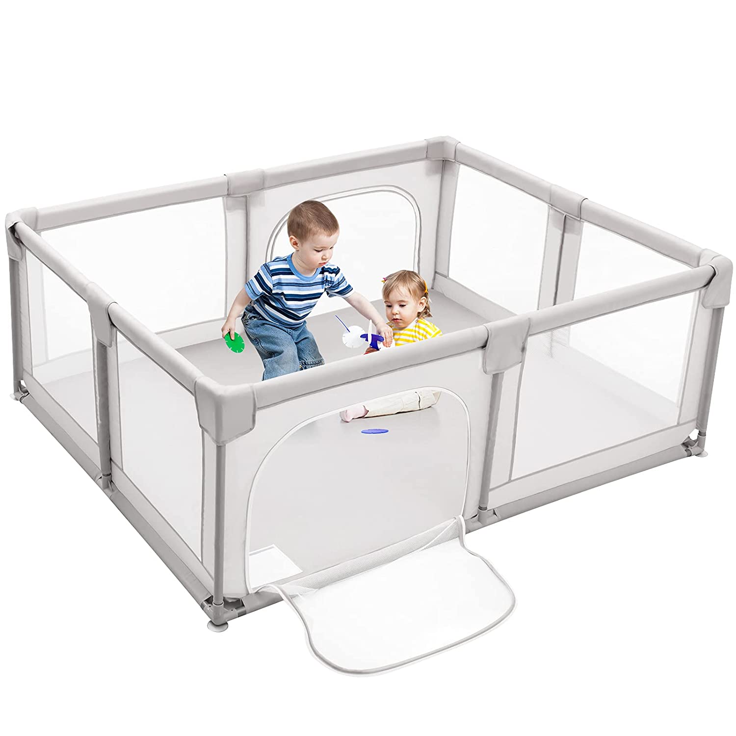 Costzon Baby Playpen, Large Playpen for Toddlers Baby, Portable Baby Fence Activity Center (Grey)