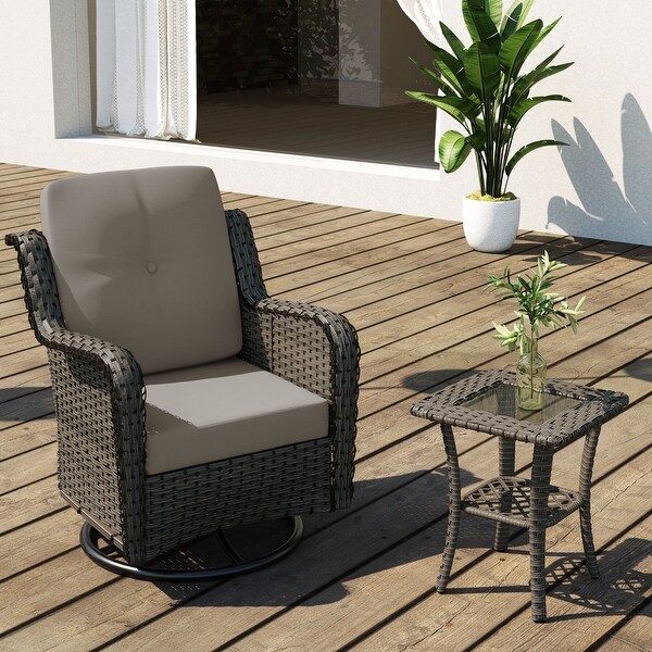 Outdoor Rattan Swivel Gliders Rocking Chair