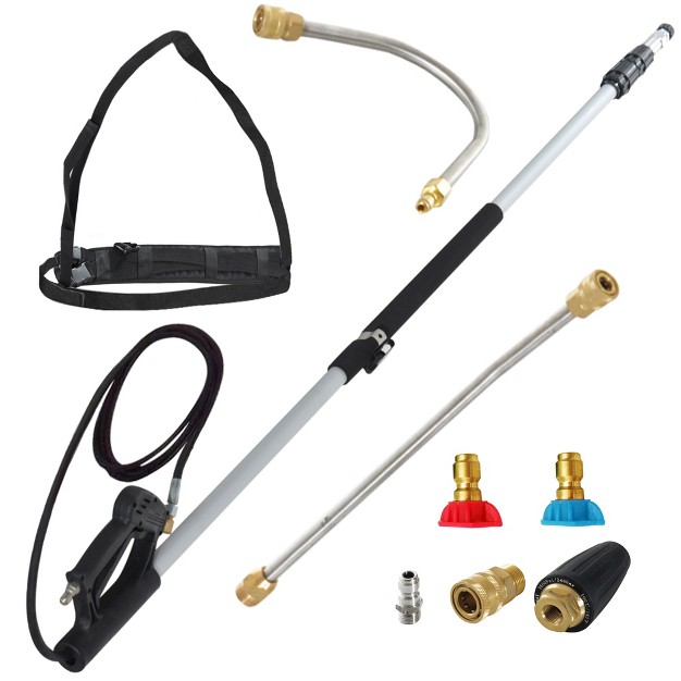 Outsunny 18 x27 High Pressure Power Washer Telescoping Lance Extension Wand With 3 8 Inch Quick Connection 2 Spray Nozzle Tips