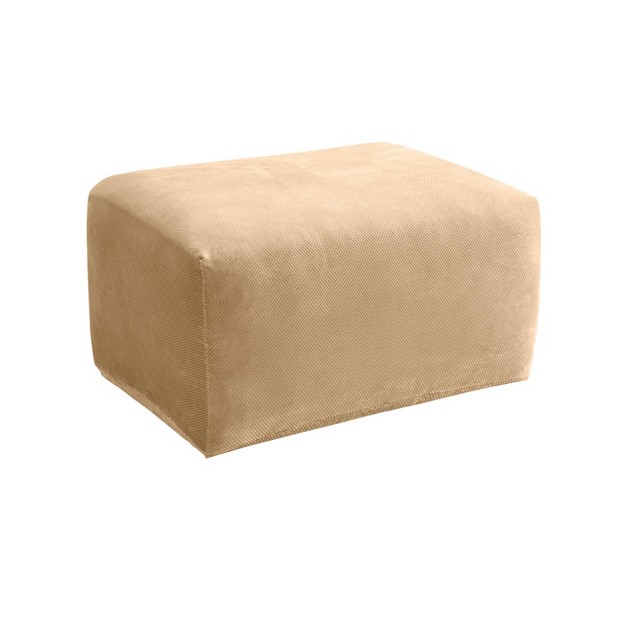 Stretch Pique Ottoman Slipcover Cream Sure Fit