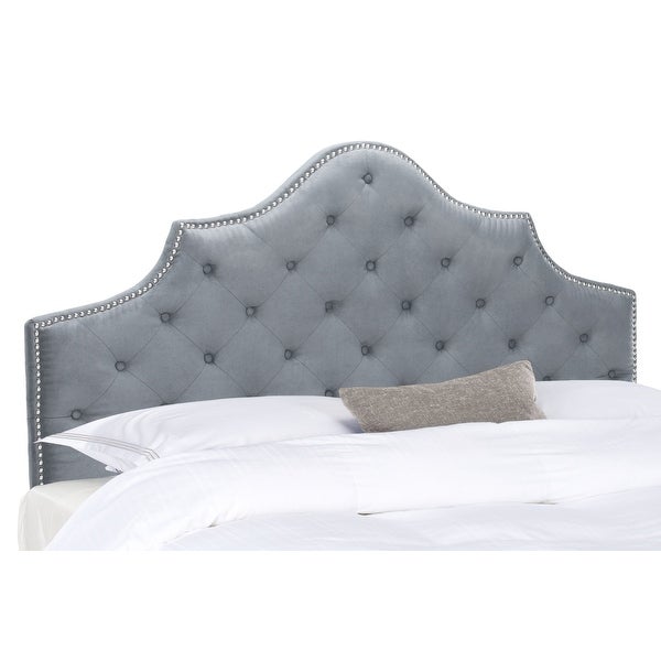 SAFAVIEH Arebelle Grey Upholstered Tufted Headboard - Silver Nailhead (Full) - - 12014901