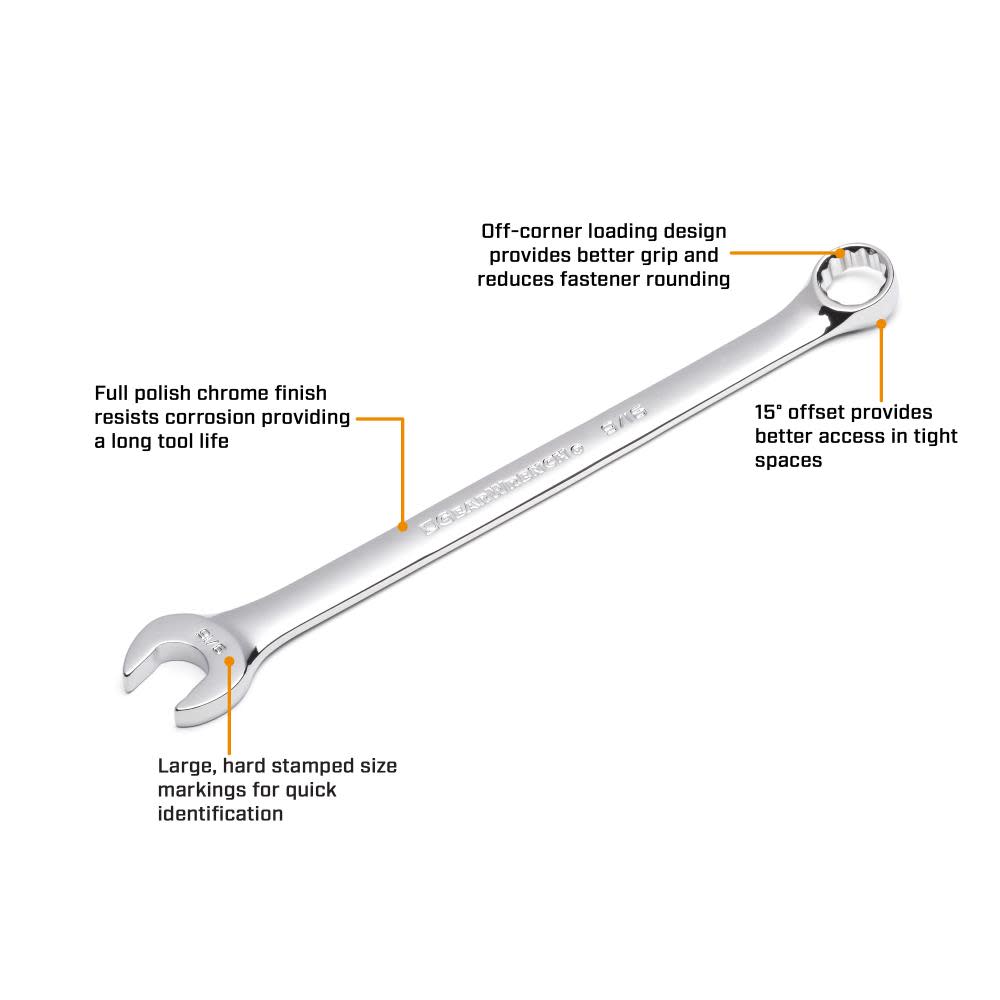 6 Piece 12 Point Long Pattern Combination Wrench Set， Metric ;