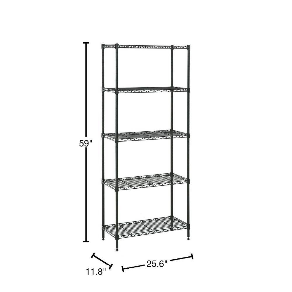 MZG Gray 5-Tier Steel Shelving (11.8 in. x 25.6 in. x 59 in.) 3065150OAG512SG