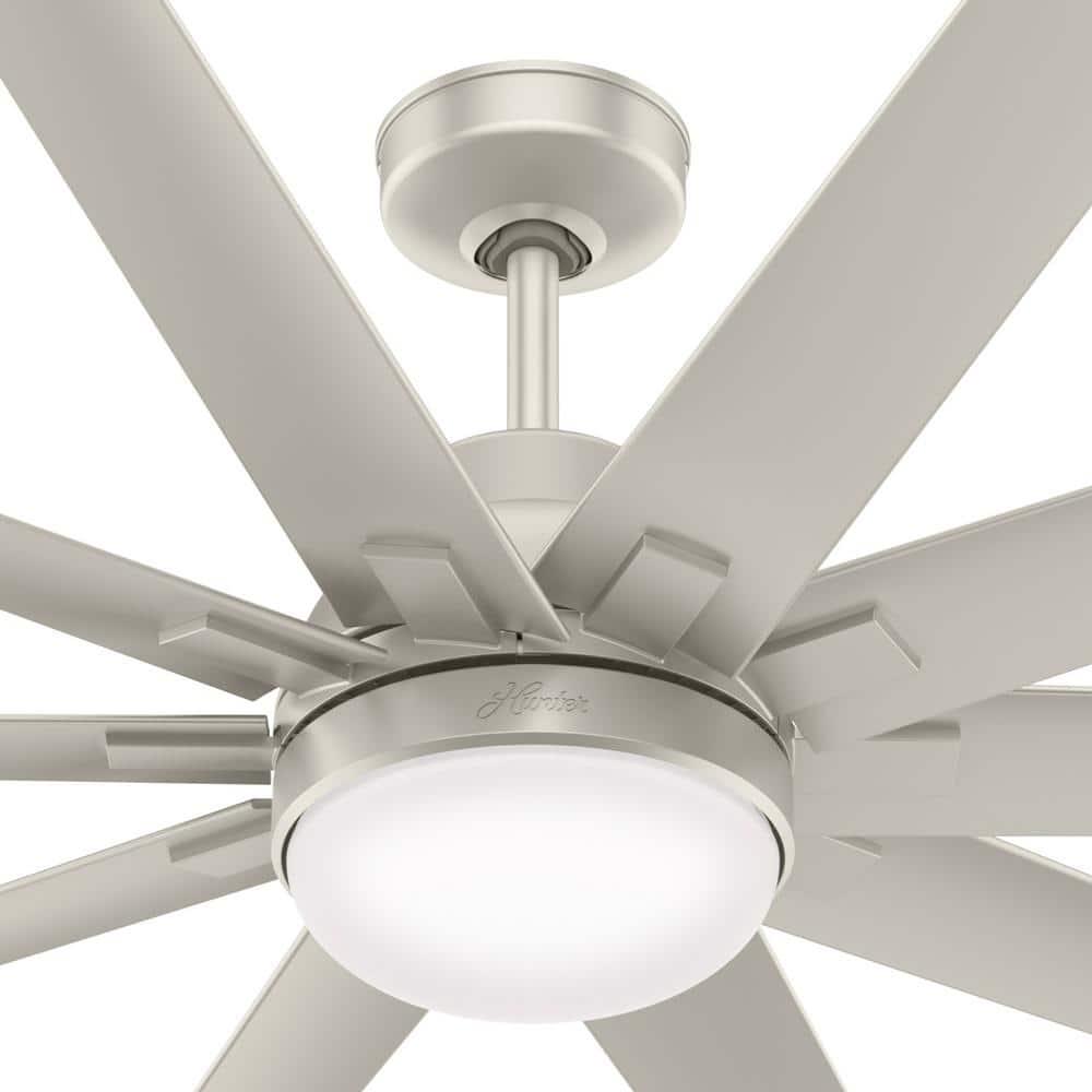 Hunter Overton 60 in LED IndoorOutdoor Matte Nickel Ceiling Fan with Light Kit and Wall Control