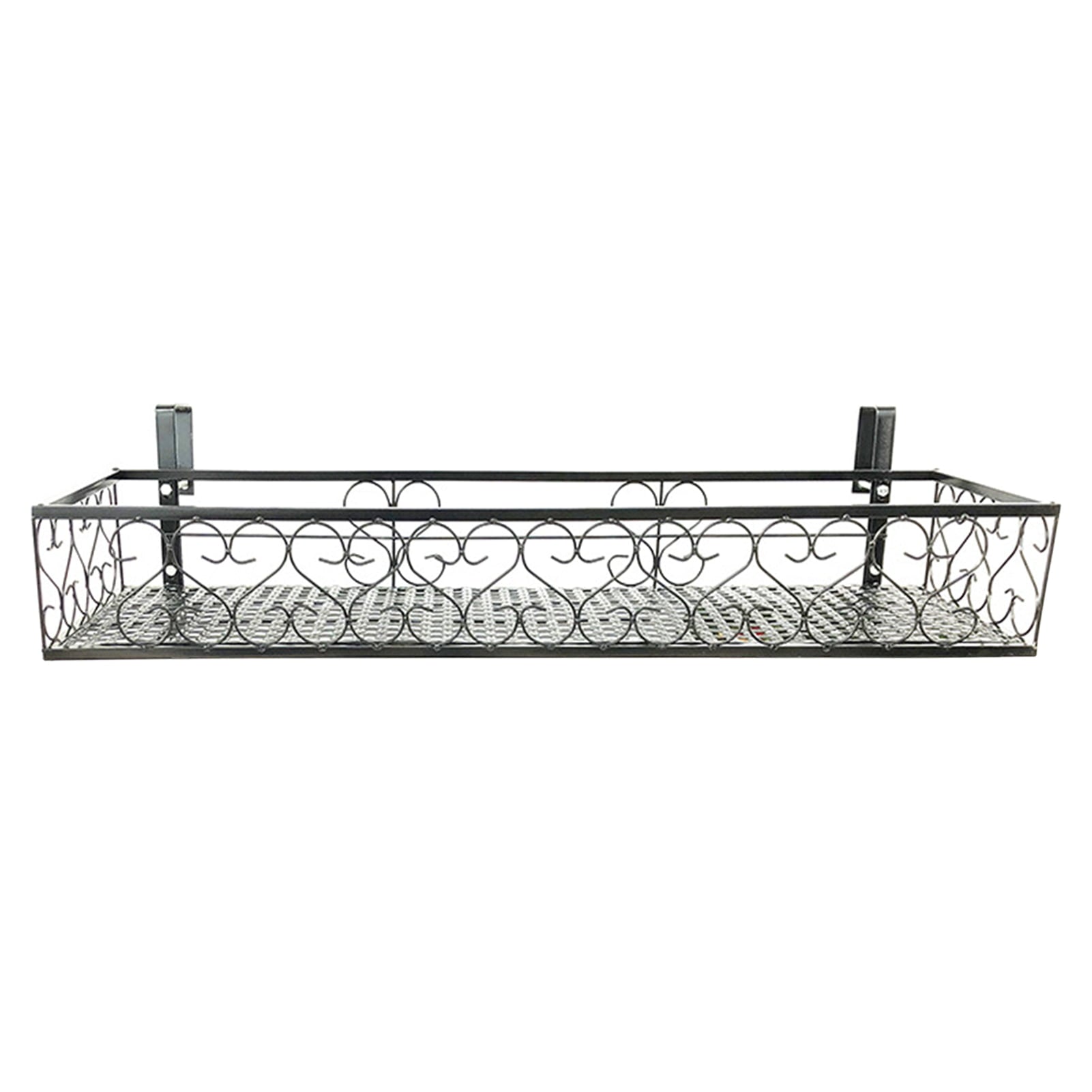 Iron -ing Flower Railing Shelf Basket with Hooks Balcony Planter Pots Stand Holder for Outside 1-Tier