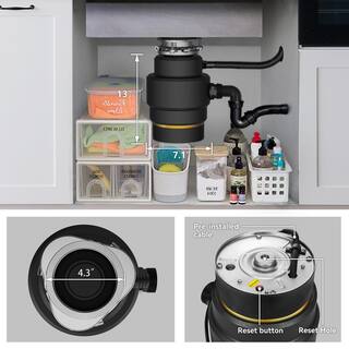 Trifecte Grinder 34 HP Continuous Feed Garbage Disposal with Sound Reduction and Power Cord Kit HTRI-QSD-38-BK