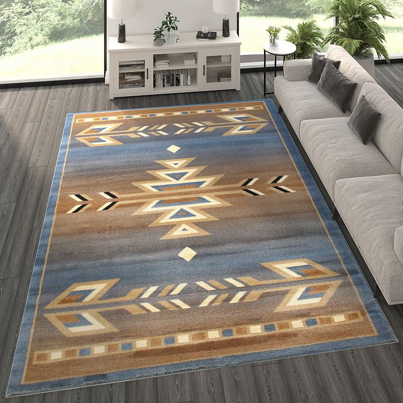 Masada Rugs Masada Rugs Southwest 8'x10' Native American Area Rug in Blue