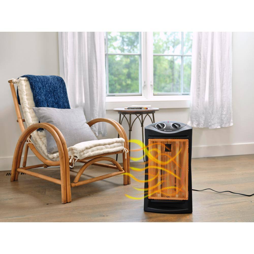 Comfort Zone 1500-Watt Electric Quartz Infrared Radiant Tower Heater CZQTV007BK