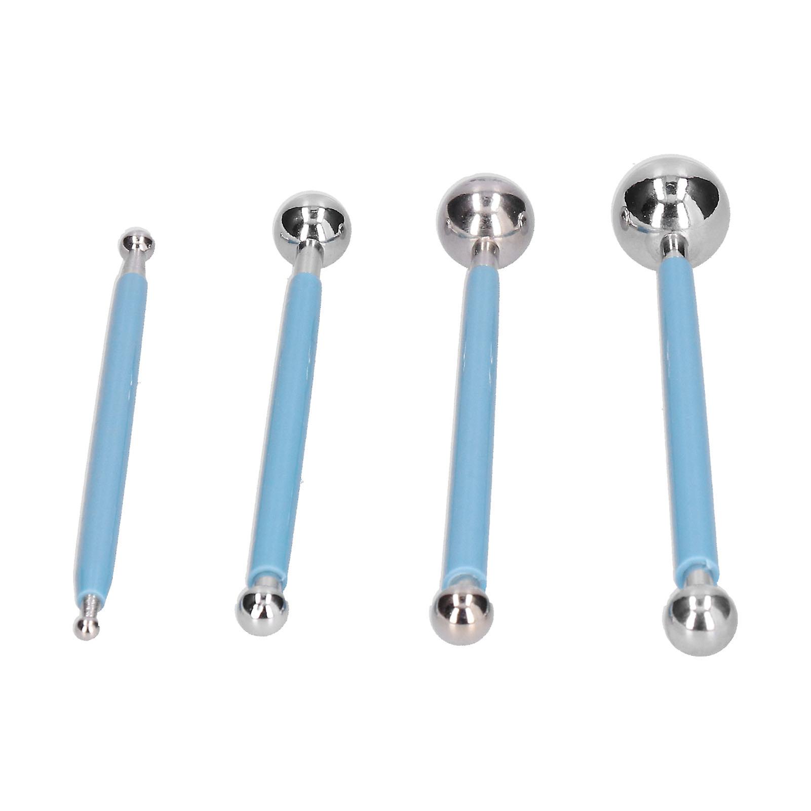 4pcs/set Baking Tool Stainless Steel Ball Sculpting Tool Diy Cake Fondant Decorating Kitselfsealing Bag