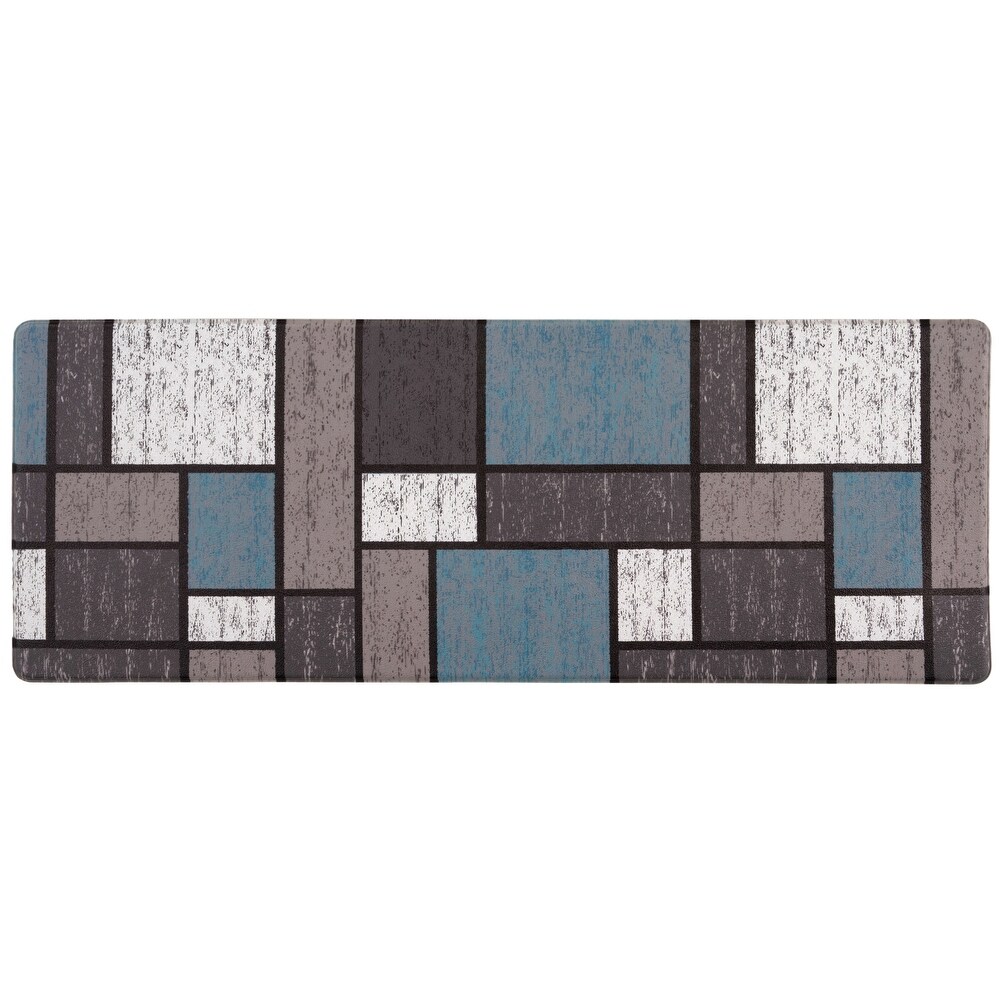 World Rug Gallery Contemporary Modern Boxes Anti Fatigue Standing Mat