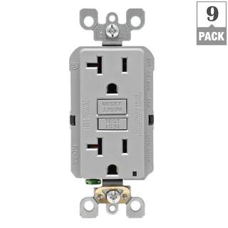 Leviton 20 Amp Self-Test SmartlockPro Slim Duplex GFCI Outlet Gray (9-Pack) VG9-GFNT2-HG9