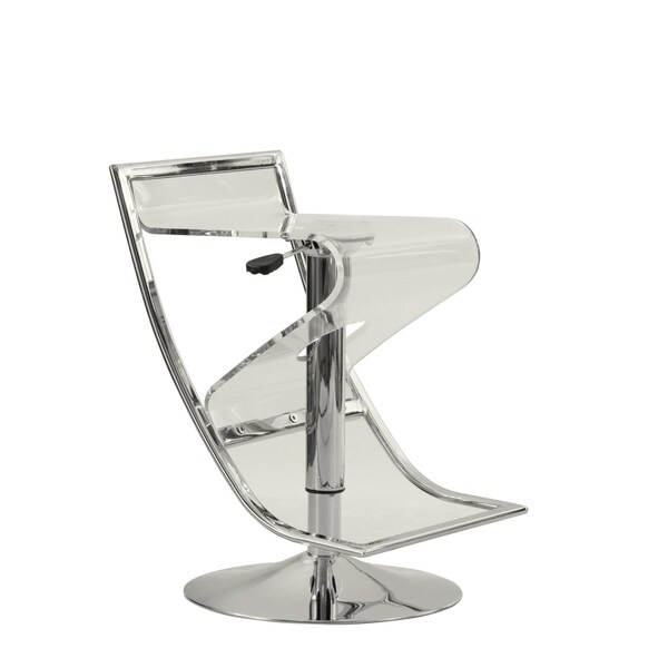 LeisureMod Clifton Clear Acrylic Adjustable Bar Counter Stool