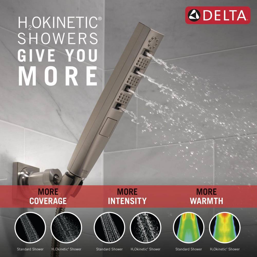 Delta 4-Spray Patterns 1.75 GPM 1.43 in. Wall Mount Handheld Shower Head with H2Okinetic in Lumicoat Stainless 55140-SS-PR