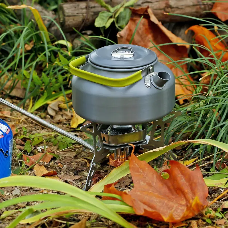 Outdoor Windproof Stove Camping Card Stove Cooker Kettle Windproof Portable Stove Set