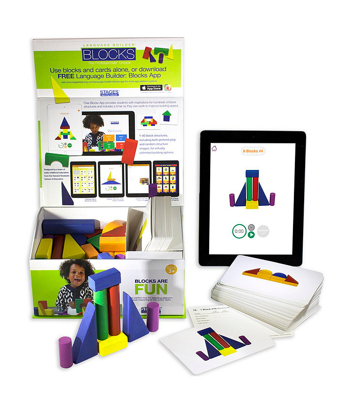 Stages Learning Materials Language Builder Block Imitation Kit 120 Pretend Play Flashcards 40 Wood Blocks IPad App