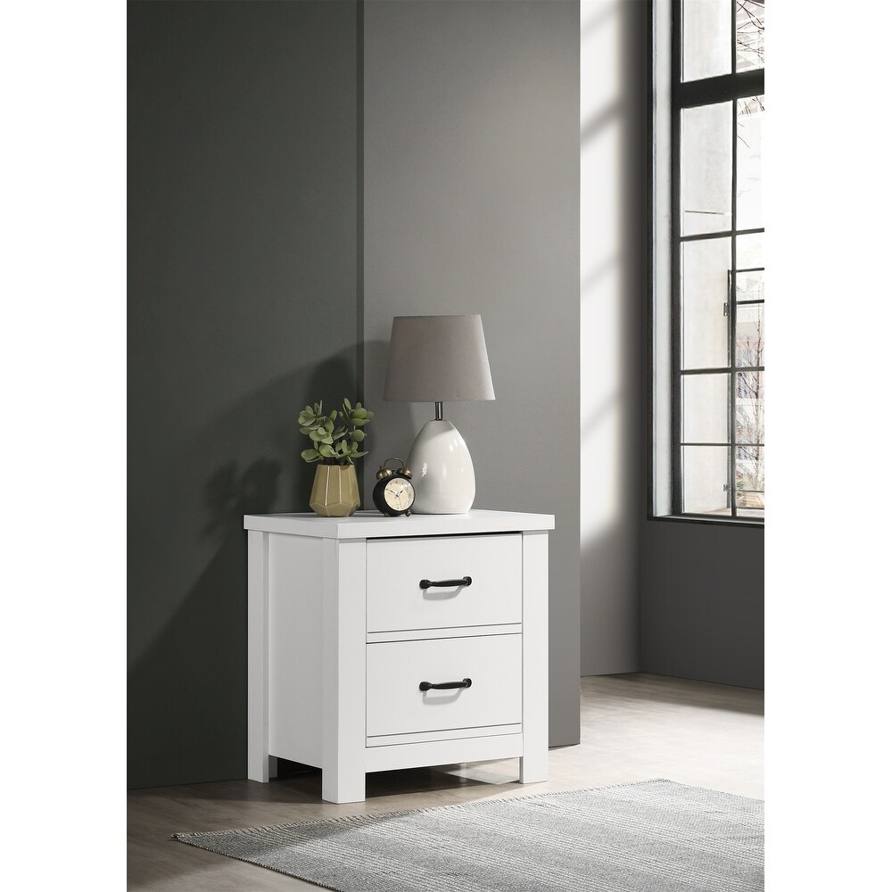 White 2 Drawer Side Table Nightstand