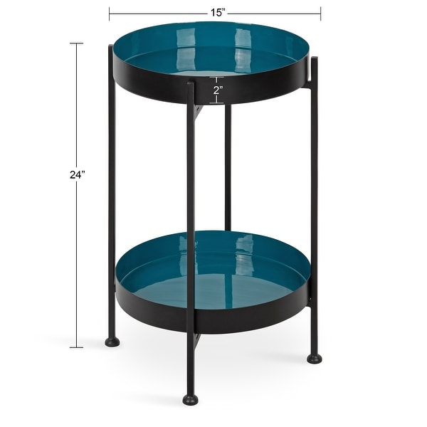 Kate and Laurel Nira Two-Tiered Metal Side Table - 15x15x24