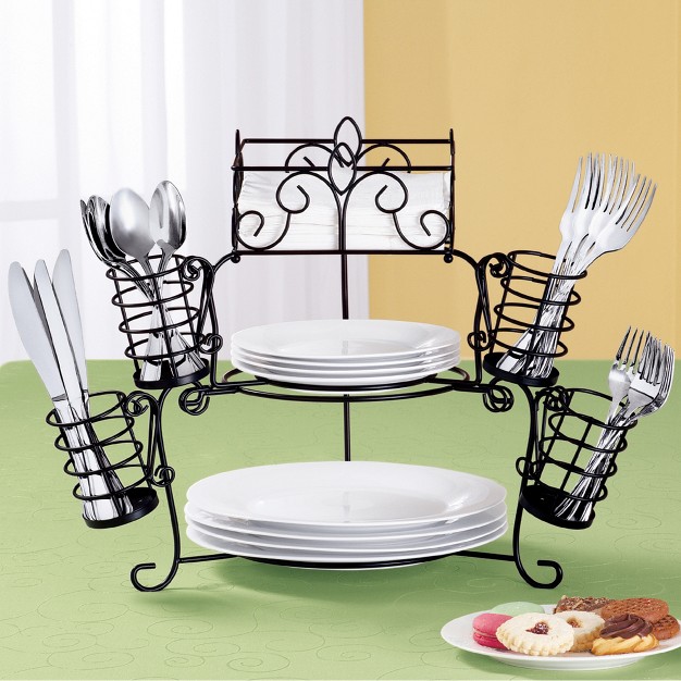 Collections Etc 7 piece Buffet Organizer With Napkin And Utensil Holders 19 5 X 14 X 15 5