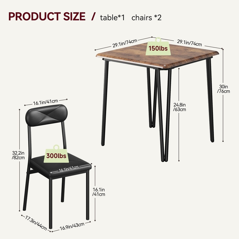 Small Square kitchen Dinner Table Set for 2