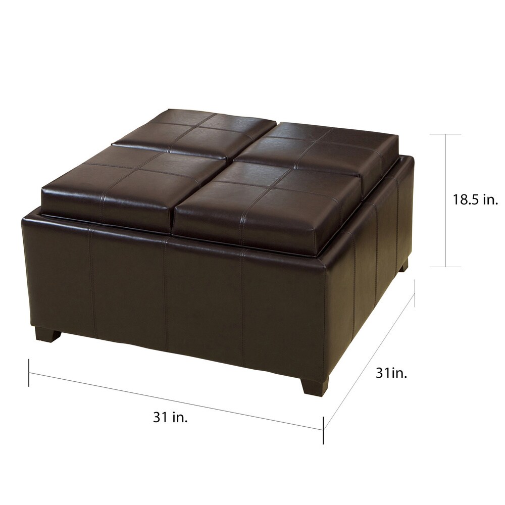 Mason Bonded Leather Espresso Tray Top Storage Ottoman by Christopher Knight Home