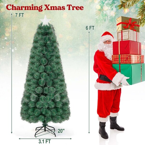 Costway 5FT/6FT/7FT PreLit Fiber Optic Christmas Tree Xmas Decor with