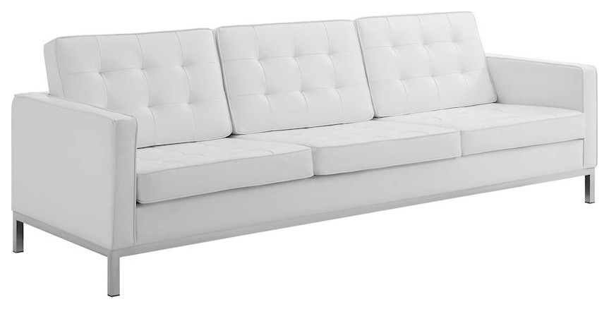 Loft Tufted Upholstered Faux Leather Sofa   Contemporary   Sofas   by ShopFreely  Houzz