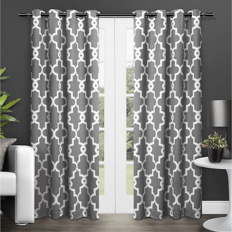 Exclusive Home 2-pack Ironwork Sateen Woven Blackout Window Curtains