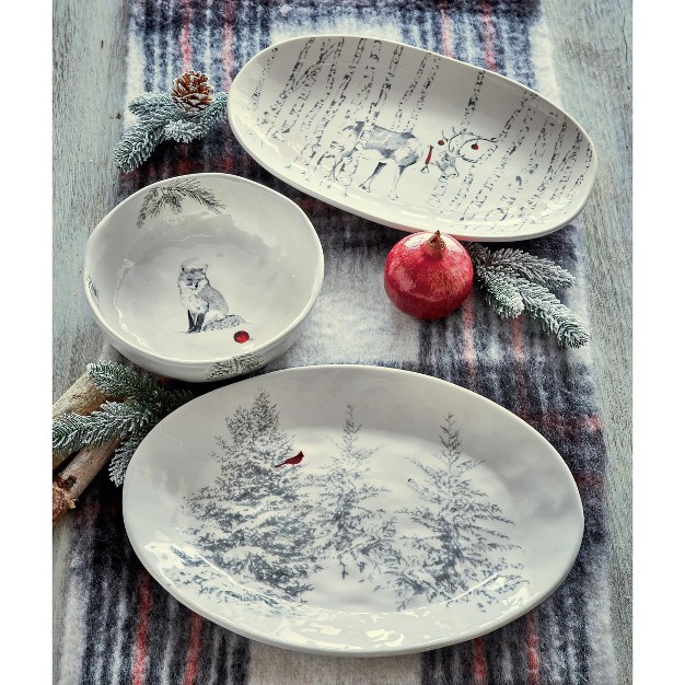 Tagltd Winter Sketches Tree Dinnerware Serving Tray Platter