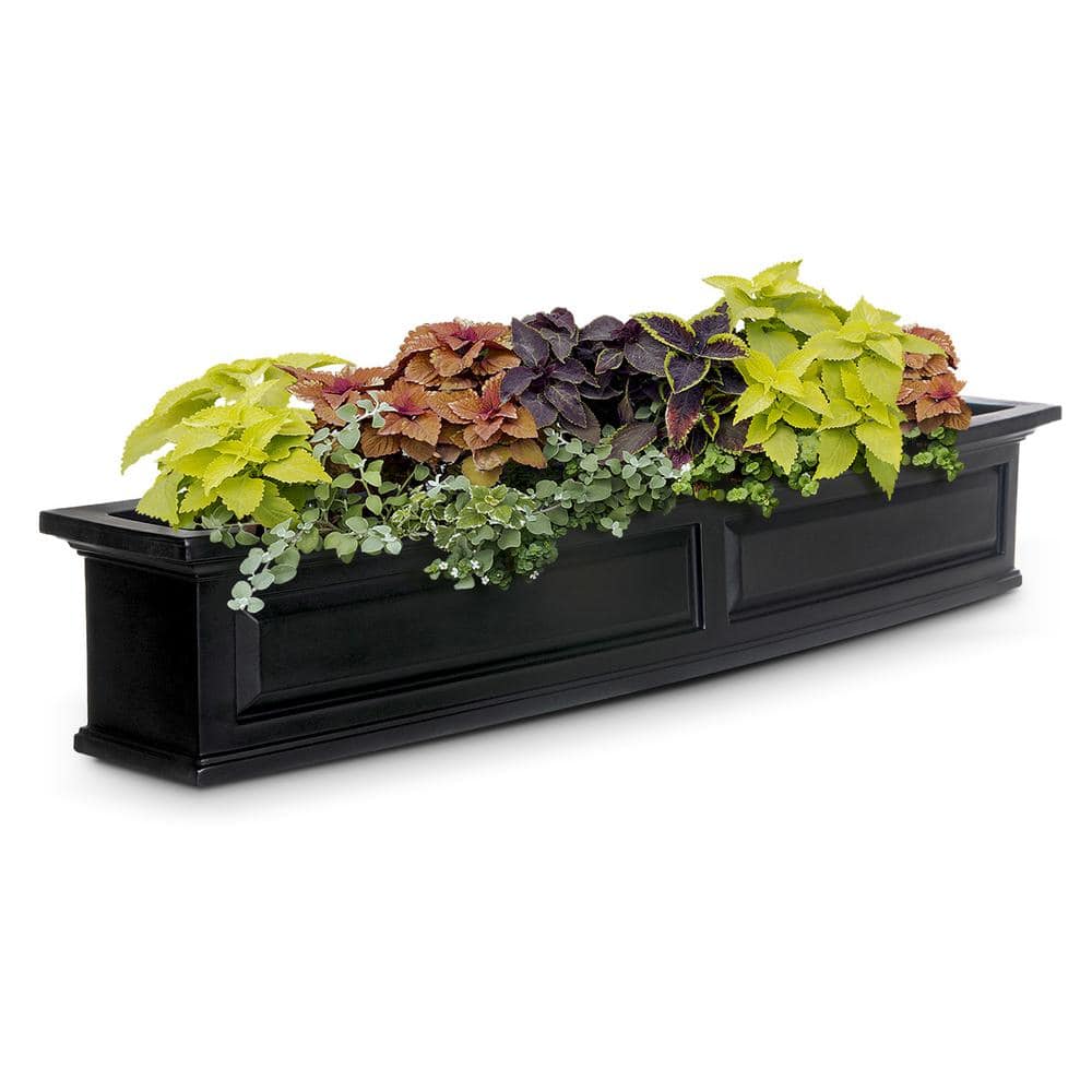 Mayne Nantucket 60 in. x 11.5 in. Self-Watering Black Polyethylene Window Box 4832-B