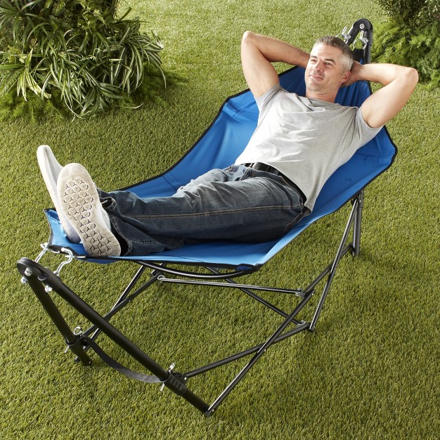 The Lakeside Collection Portable Folding Blue Hammock For Travel And Outdoor Camping