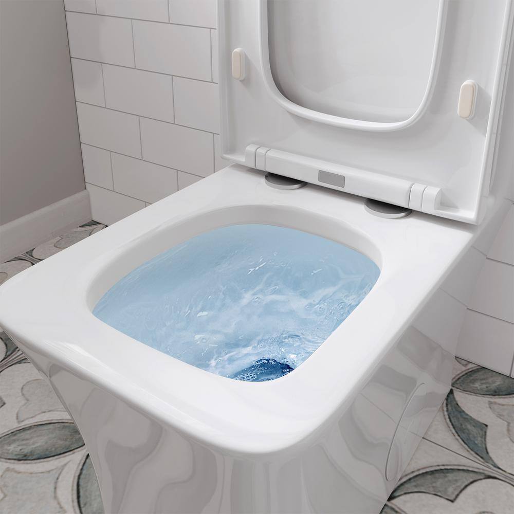 HOROW 1-piece 0.81.28 GPF Dual Flush Square Toilet in White with Seat Included HR-0413