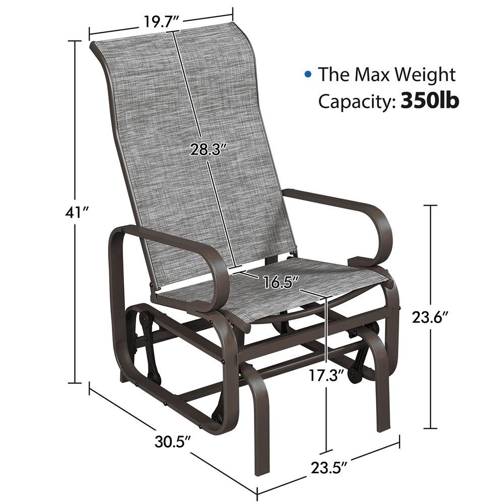 Yaheetech Porch Glider Chair w/Texteline Fabric and Steel Construction for Outdoor, Gray