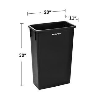 Alpine Industries 23 Gal. Black Plastic Waste Basket Commercial Slim Trash Can (3-Pack) 477-BLK-3PK