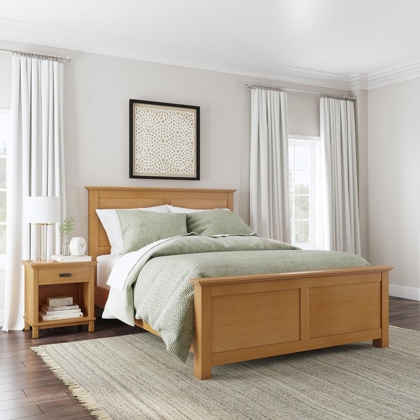 Homestyles Oak Park Brown Wood Queen Bed and Nightstand - - 36576159