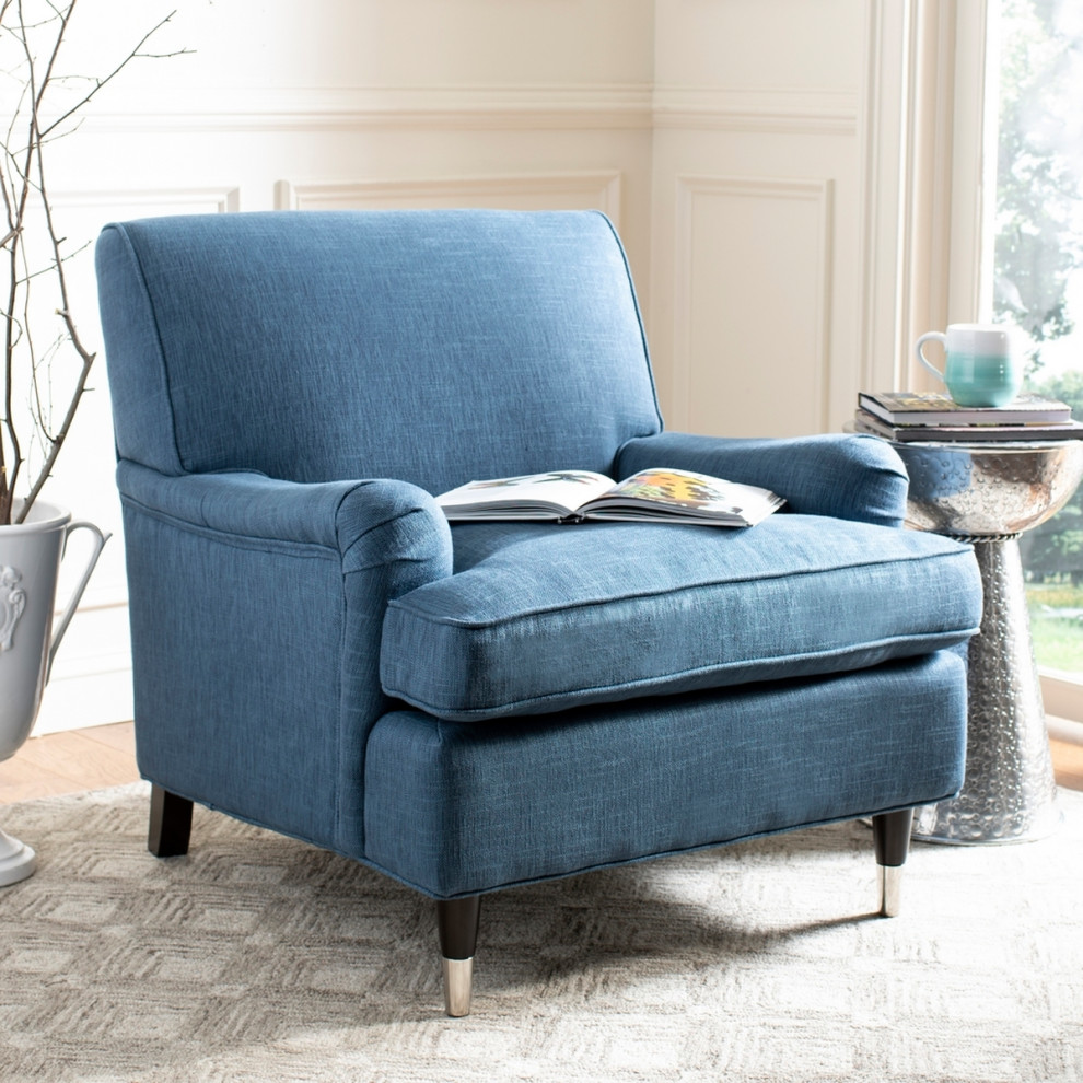 Chester Club Chair Navy   Midcentury   Armchairs And Accent Chairs   by Peachtree Fine Furniture  Houzz