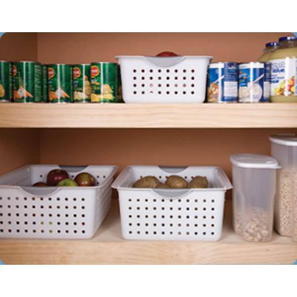 Sterilite Multi-Size White Plastic Storage Basket Organizer Bundle Set (30-Pieces) 6x16268006 + 12x 16248006 + 12x 16228012