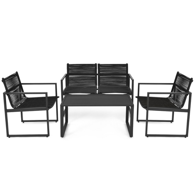 Tangkula 4 Pcs Patio Furniture Sofa Set Loveseat Coffee Table For Backyard Balcony amp Poolside