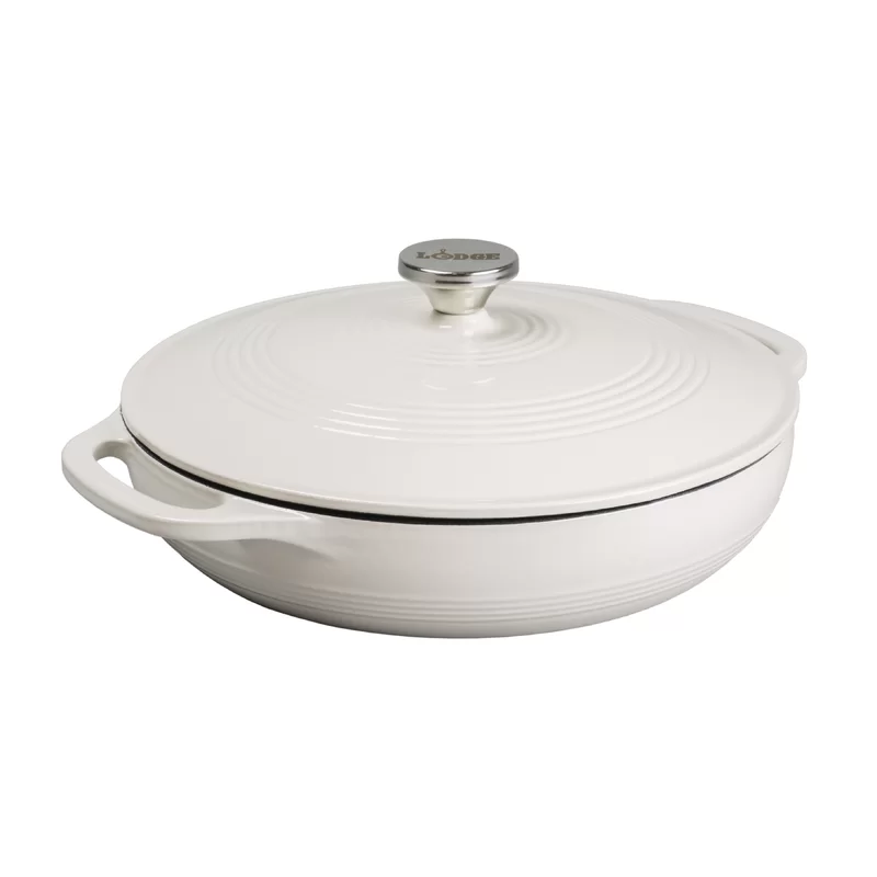 Lodge EC3CC13 Enameled Cast Iron Covered Casserole， 3.6-Quart， Oyster White