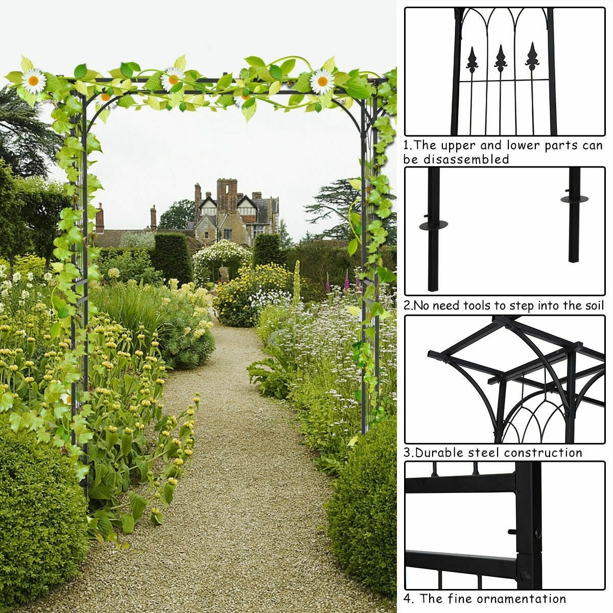 Metal Pergola Garden Arbor Arch Wedding Arch for Outdoor Patio Backyard