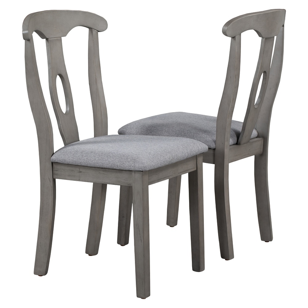 Rustic Wood Padded Dining Chairs for 4  Grey