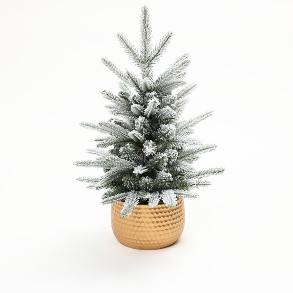 1.5Ft Snow Flocked Potted Artificial Tree Tabletop Christmas Tree