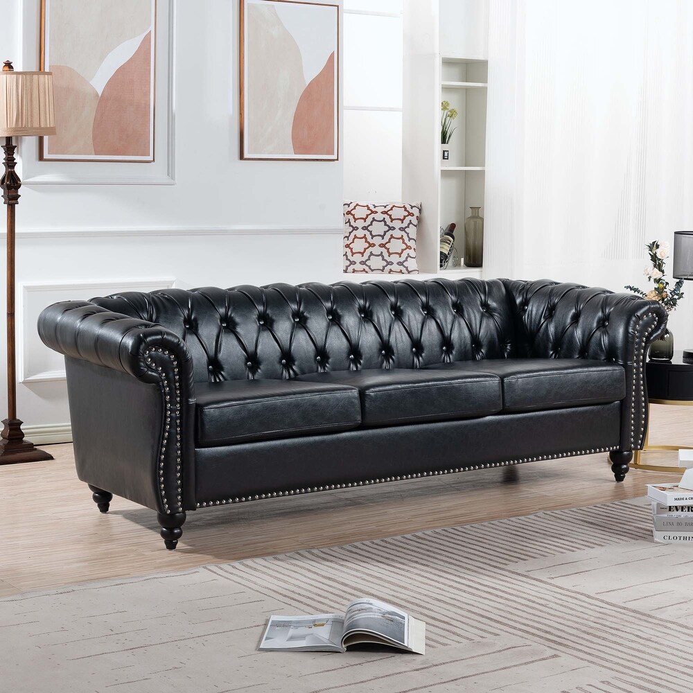 Comfortable Sofa For Living Room with tight pleated rolled arms