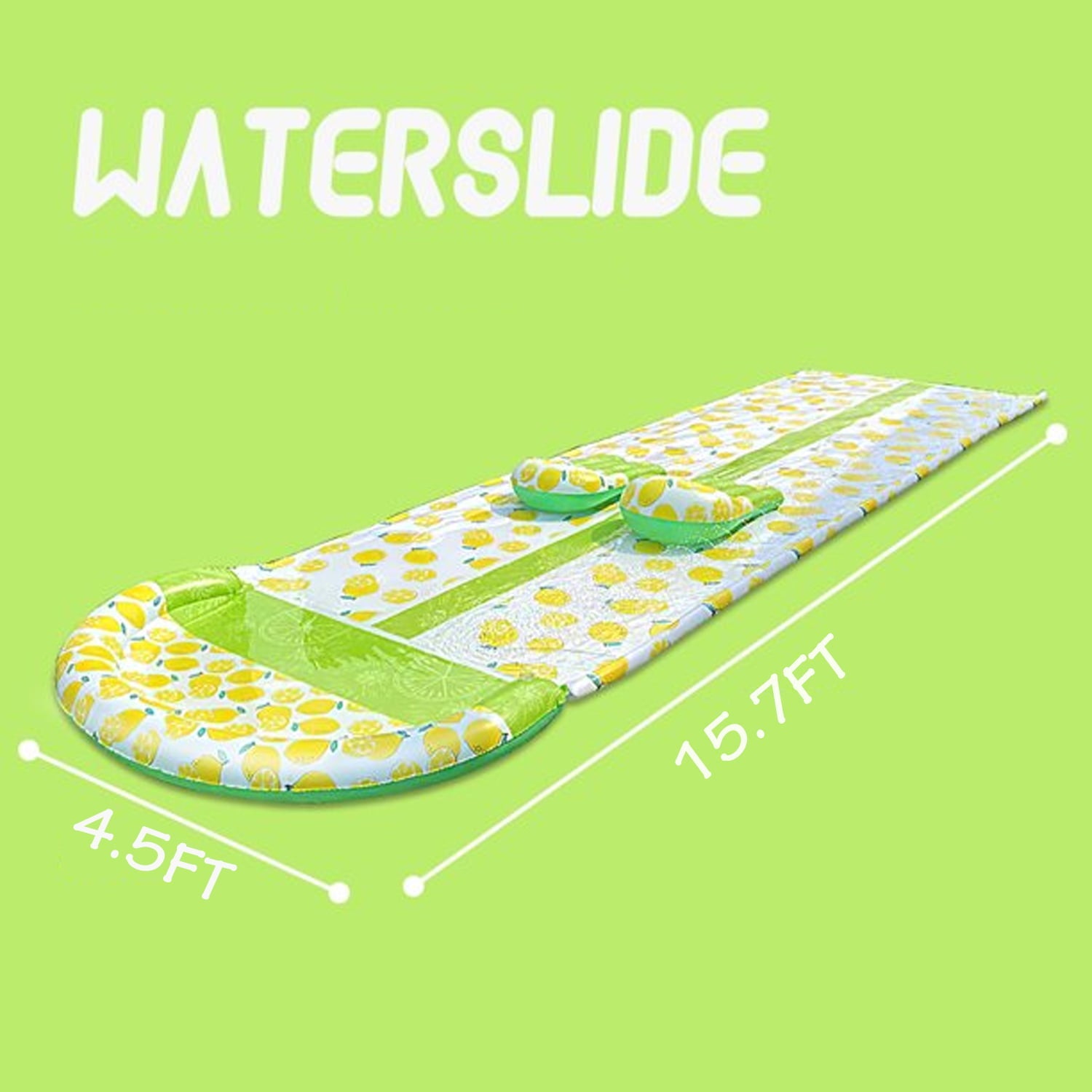 15.7*4.5ft Slip and Slide, Double Deluxe Lemon Lawn Water Slides Backyard Water Toys with 2 Boogie Boards, Waterslide with Splash Sprinkler - Outdoor Summer Toy for Kids Adults