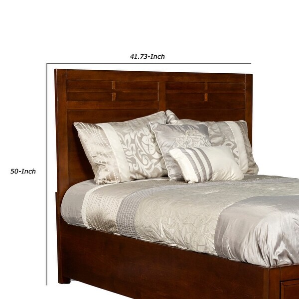 Panel Design Twin Size Wooden Headboard， Cherry Brown - - 31575586