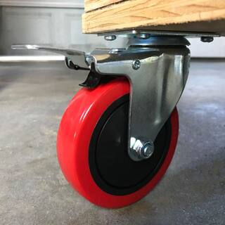 Everbilt 5 in. Red Polyurethane and Steel Swivel Plate Caster with Locking Brake and 330 lbs. Load Rating 4120945EB