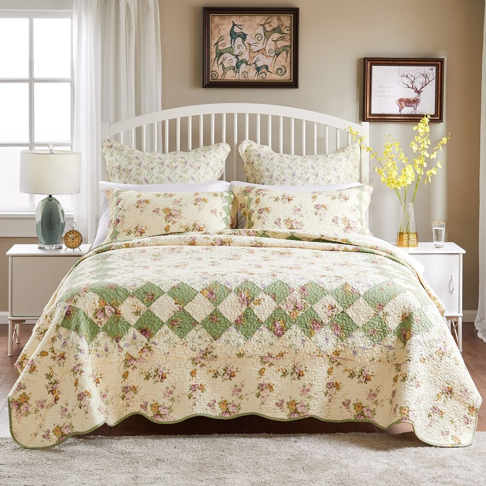 Greenland Home Fashions Bliss 100% Cotton Authentic Patchwork Quilt Set