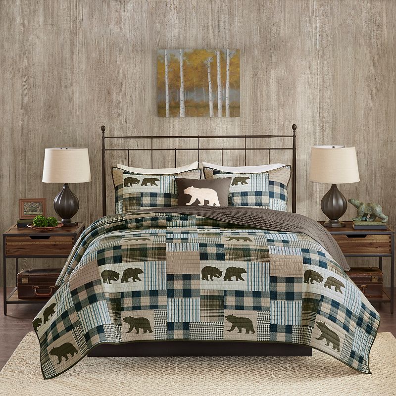 Woolrich Twin Falls Oversized Quilt Set with Shams and Throw Pillow