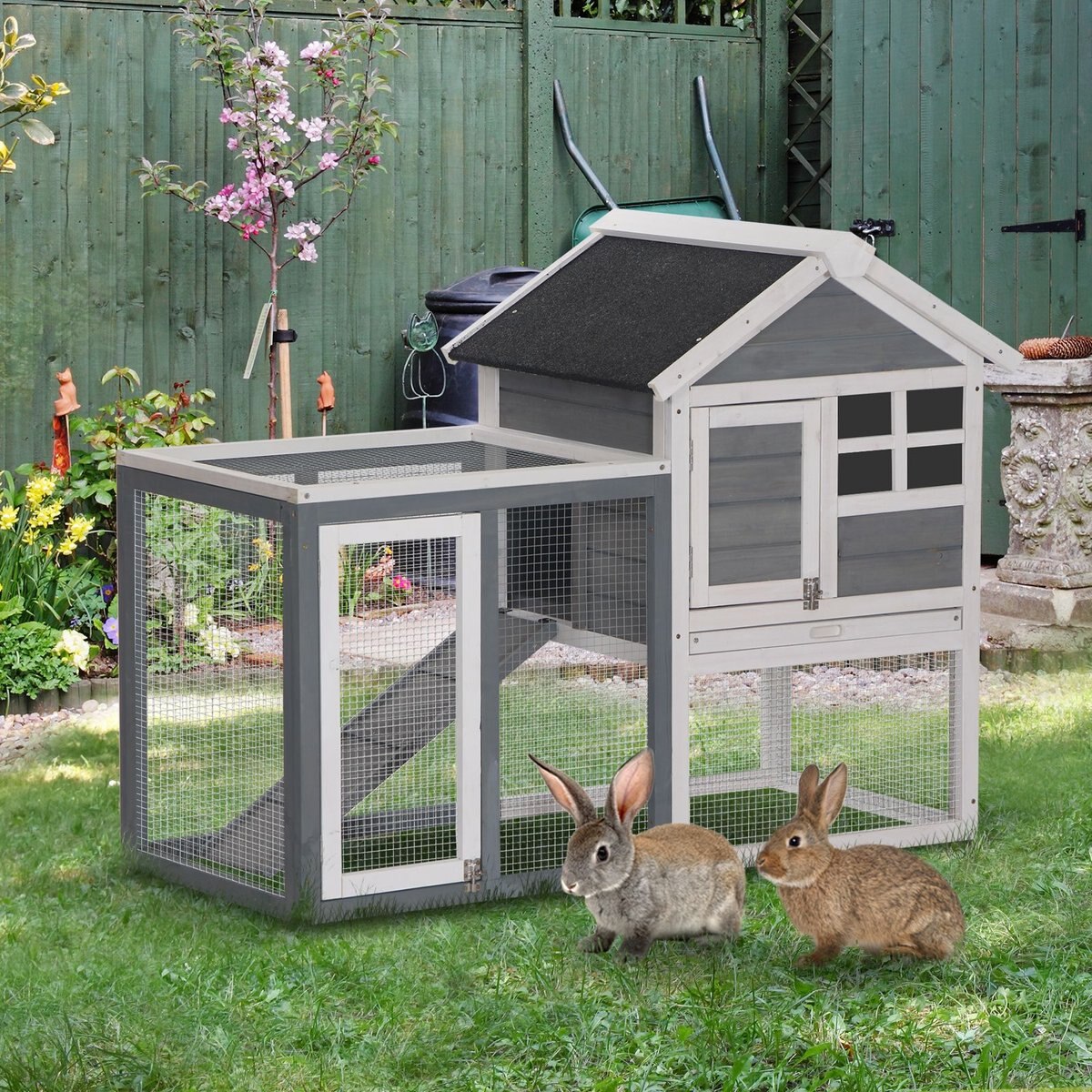 PawHut Weatherproof Wooden Rabbit Hutch