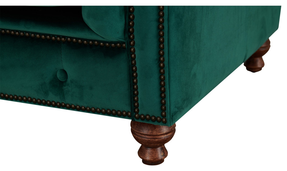 Peyton Sloped Arm Chesterfield Arm Chair Green Velvet   Eclectic   Armchairs And Accent Chairs   by Homesquare  Houzz