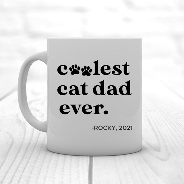 904 Custom Personalized Coolest Cat Dad Ever Double Sided Mug， 11-oz